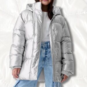 GAP Kids Shiny Silver Puffer Jacket